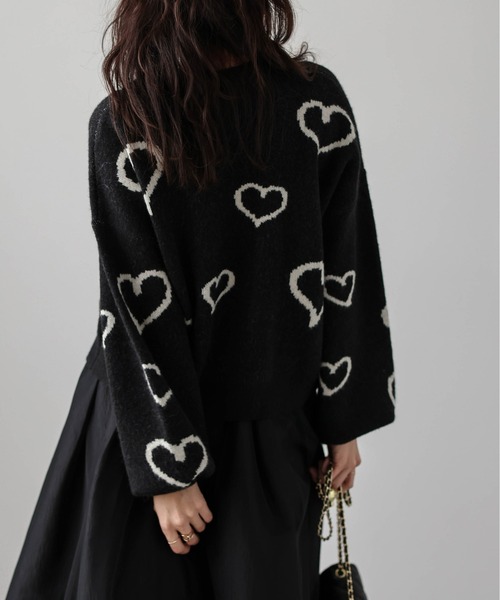 La-gemme(ラジェム)の「ランダムハートニット(ニット/セーター・レディース・ブラック/ホワイト/チャコール/モカ・フリー)」の18枚目の写真