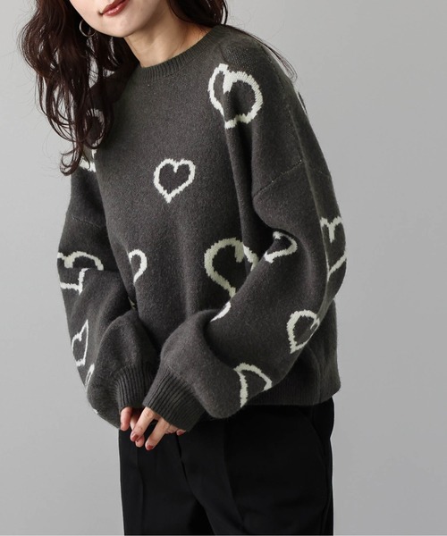 La-gemme(ラジェム)の「ランダムハートニット(ニット/セーター・レディース・ブラック/ホワイト/チャコール/モカ・フリー)」の22枚目の写真