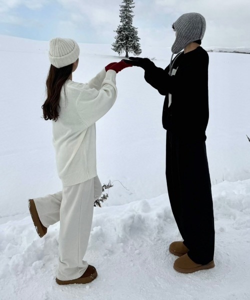 INTER FACTORY（インターファクトリー）の「ぐちまゆCP - ハートレタリングニットプルオーバー made in INTERFACTORY（ニット/セーター・レディース・ブラック/アイボリー・FREE）」の18枚目の写真