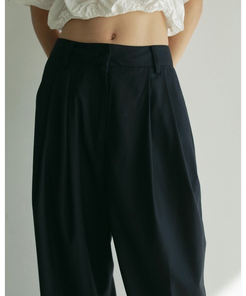 パンツ [8 SECONDS] TWILL WIDE PANTS HIDURUO Stretch Twill Cropped Wide Leg Pant, High Waist