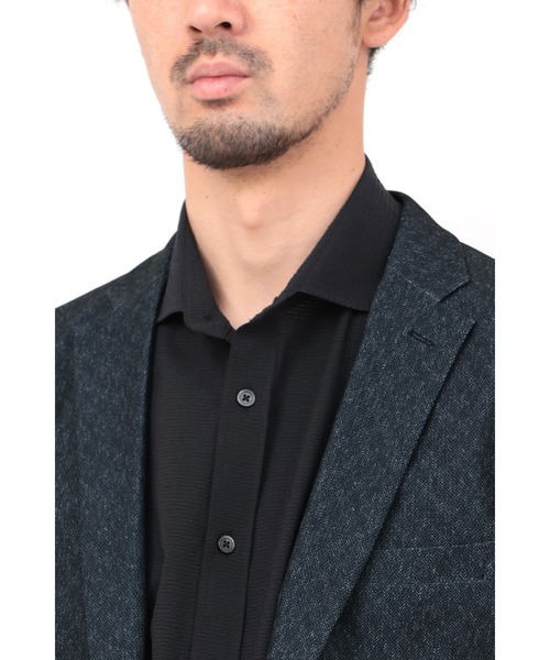 HIGH STREET（ハイストリート）の「HIGH STREET∴トリコットメッシュミニヘリンボンジャケット（テーラードジャケット・メンズ・ネイビー/グレー・S/M/L/LL）」の8枚目の写真