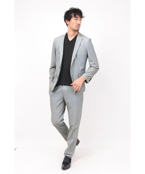 HIGH STREET（ハイストリート）の「HIGH STREET∴トリコットメッシュミニヘリンボンジャケット（テーラードジャケット・メンズ・ネイビー/グレー・S/M/L/LL）」の3枚目の写真