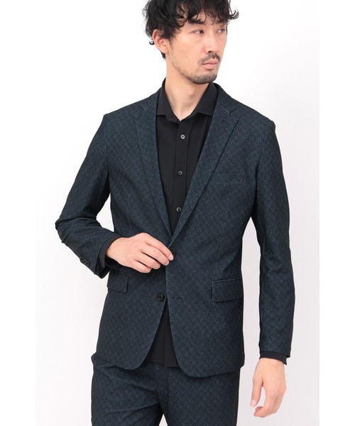 HIGH STREET（ハイストリート）の「HIGH STREET∴トリコットメッシュミニヘリンボンジャケット（テーラードジャケット・メンズ・ネイビー/グレー・S/M/L/LL）」の4枚目の写真