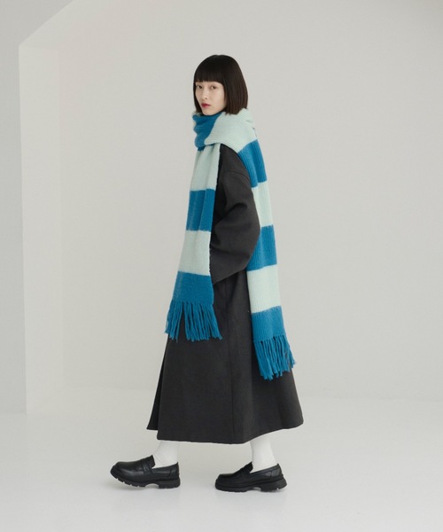 haek（ハク）の「border fringe muffler/ボーダーフリンジマフラー