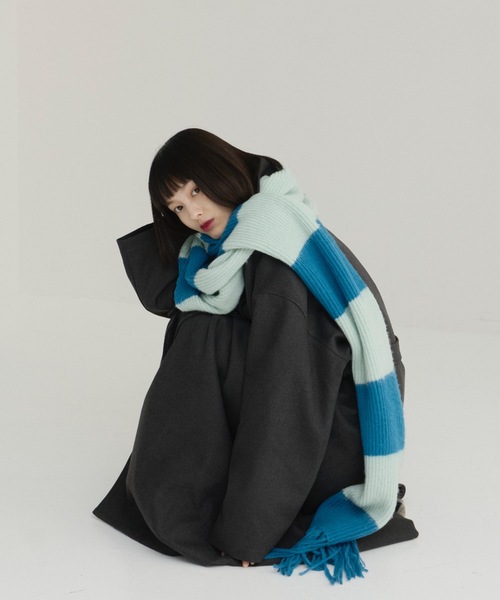haek（ハク）の「border fringe muffler/ボーダーフリンジマフラー