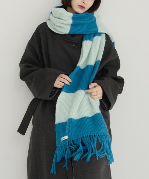 haek（ハク）の「border fringe muffler/ボーダーフリンジマフラー