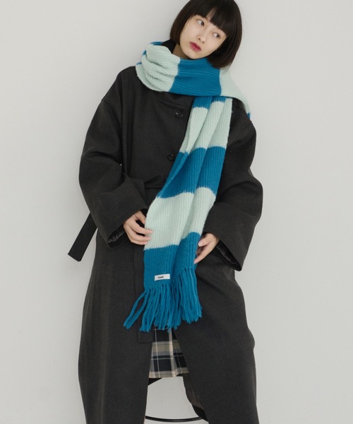 haek（ハク）の「border fringe muffler/ボーダーフリンジマフラー