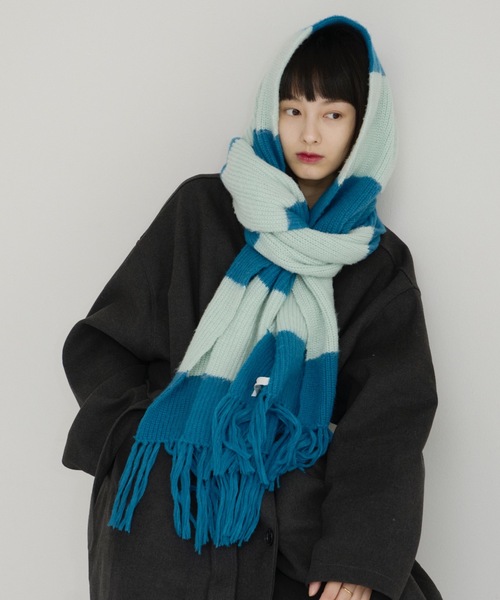 haek（ハク）の「border fringe muffler/ボーダーフリンジマフラー