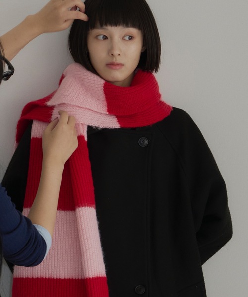 haek（ハク）の「border fringe muffler/ボーダーフリンジマフラー
