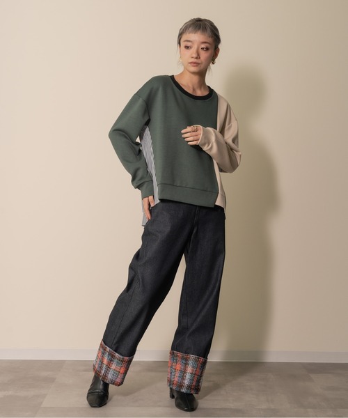 DOLLUPOOPS（ドールアップウップス）の「【ZOZO限定商品】ストライプシャツレイヤードライク配色トップス（その他トップス・レディース・グリーン・38）」の2枚目の写真