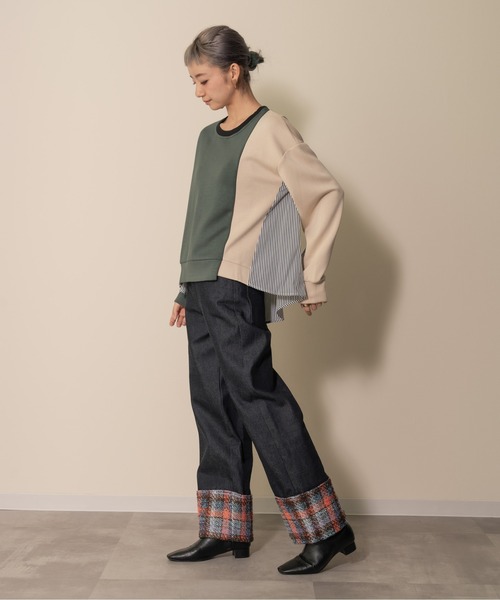 DOLLUPOOPS（ドールアップウップス）の「【ZOZO限定商品】ストライプシャツレイヤードライク配色トップス（その他トップス・レディース・グリーン・38）」の3枚目の写真