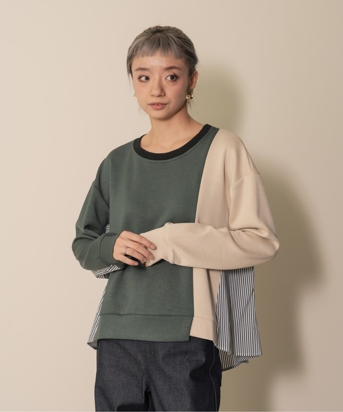 DOLLUPOOPS（ドールアップウップス）の「【ZOZO限定商品】ストライプシャツレイヤードライク配色トップス（その他トップス・レディース・グリーン・38）」の5枚目の写真