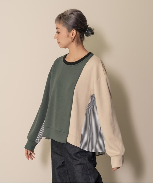 DOLLUPOOPS（ドールアップウップス）の「【ZOZO限定商品】ストライプシャツレイヤードライク配色トップス（その他トップス・レディース・グリーン・38）」の6枚目の写真