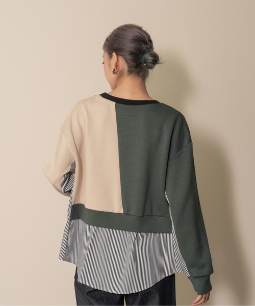 DOLLUPOOPS（ドールアップウップス）の「【ZOZO限定商品】ストライプシャツレイヤードライク配色トップス（その他トップス・レディース・グリーン・38）」の7枚目の写真