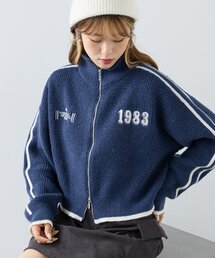 ラインWジップニット