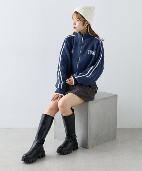 w closet（ダブルクローゼット）の「ラインWジップニット（ニット/セーター・レディース・ネイビー/ピンク/アイボリー・FREE）」の21枚目の写真