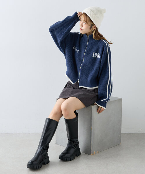 セール】ラインWジップニット（ニット/セーター）｜w closet（ダブル