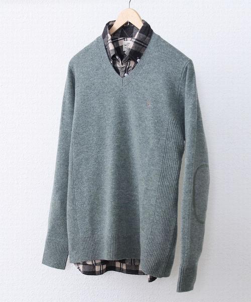 coen（コーエン）の「ラムウールVネックニットプルオーバー（ニット/セーター・メンズ・ライトグレー/ブラウン/ネイビー/ワイン/オフホワイト/ケリー・SMALL/MEDIUM/X-LARGE/LARGE）」の4枚目の写真