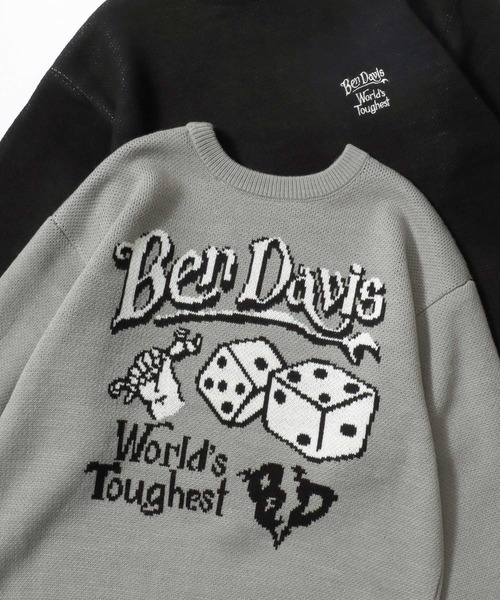 BEN DAVIS(ベンデイビス)の「BEN DAVIS/ベンデイビス CLASSIC LOGO KNIT TOP/オーバーサイズ ニット ストリート バックプリント ロゴ ワンポイント刺繍 セーター/レディース メンズ(ニット/セーター・メンズ・グレー/ブラック/アイボリー/マスタード・M/L/XL)」の3枚目の写真