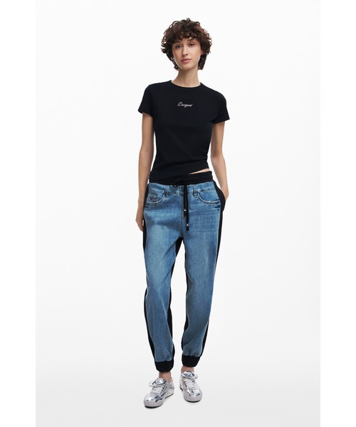 Desigual(デシグアル)の「ハイブリッドデニム ジョガーパンツ25S(その他パンツ・レディース・ブラック×ブルー・S/M/L/XL/XS)」の3枚目の写真