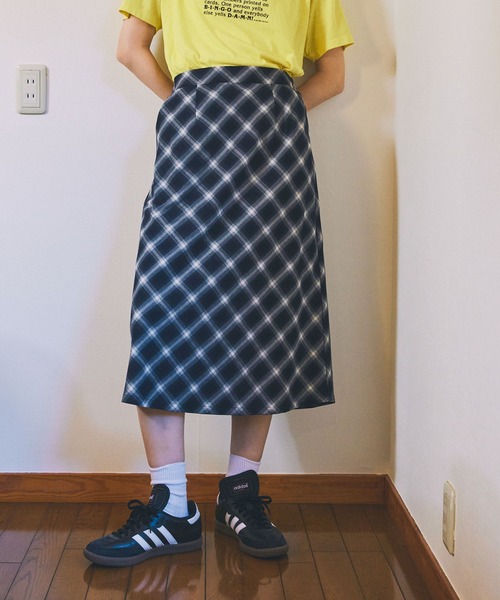 Unblend】バイアスチェック/ドット フレアスカート MONO-MART LADY'S