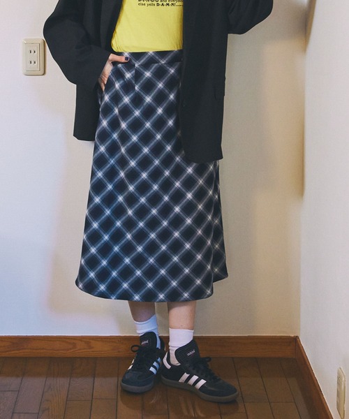 Unblend】バイアスチェック/ドット フレアスカート MONO-MART