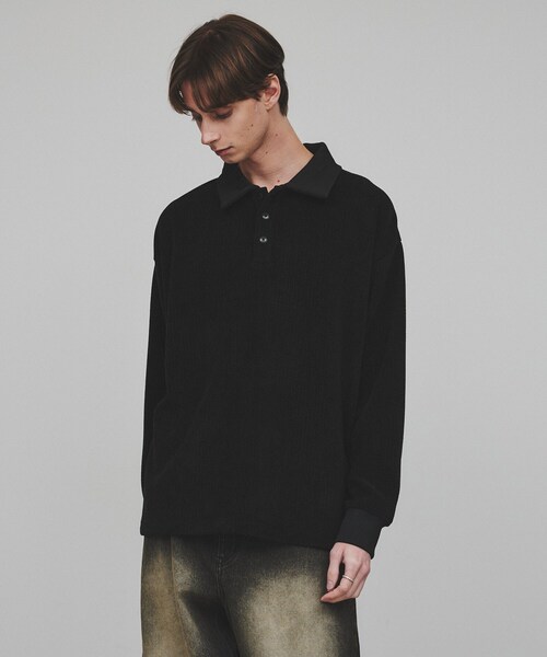 tk.TAKEO KIKUCHI（ティーケータケオキクチ）の「◆ジャカードモールポロカットソー（Tシャツ/カットソー・メンズ・グレー/ブラック・02/03）」の2枚目の写真