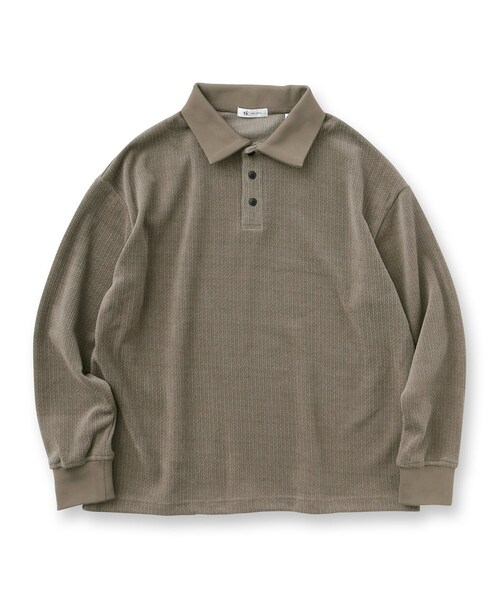 tk.TAKEO KIKUCHI（ティーケータケオキクチ）の「◆ジャカードモールポロカットソー（Tシャツ/カットソー・メンズ・グレー/ブラック・02/03）」の3枚目の写真