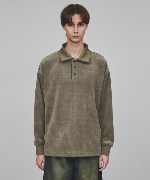 tk.TAKEO KIKUCHI（ティーケータケオキクチ）の「◆ジャカードモールポロカットソー（Tシャツ/カットソー・メンズ・グレー/ブラック・02/03）」の4枚目の写真