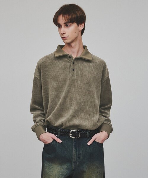 tk.TAKEO KIKUCHI（ティーケータケオキクチ）の「◆ジャカードモールポロカットソー（Tシャツ/カットソー・メンズ・グレー/ブラック・02/03）」の15枚目の写真