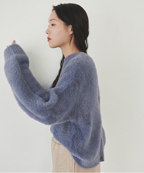 LUKU nari(ルクナーリ)の「シャギーニュアンスカーディガン(ニット/セーター・レディース・アイボリー/ブルー/グレー/ベージュ・F)」の14枚目の写真
