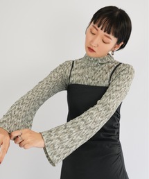 【ZOZO限定】モザイク柄 ハイネック トップス 長袖 カットソー
