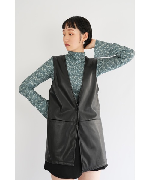 Uenui(ウニュイ)の「【ZOZO限定】モザイク柄 ハイネック トップス 長袖 カットソー(Tシャツ/カットソー・レディース・グリーン/オレンジ・FREE)」の7枚目の写真