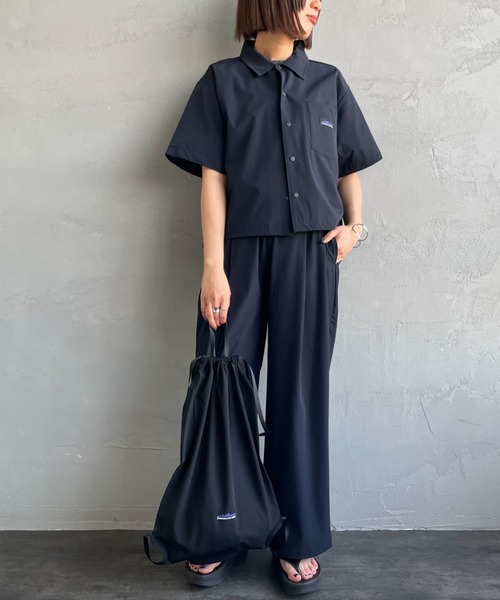 k サウザンドマイル セットアップ シャツ パンツ ブラック ワイド 半袖 THOUSAND MILE（サウザンドマイル） フレンチスリーブ シャツ
