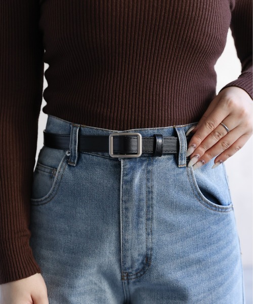 ap retro（アプレトロ）の「【選べる】フェイクレザーノンホールベルト（ベルト・レディース・ベージュ/モカ/ブラウン/キャメル/ベージュ系その他/ブラック系その他/ブラック・FREE）」の2枚目の写真