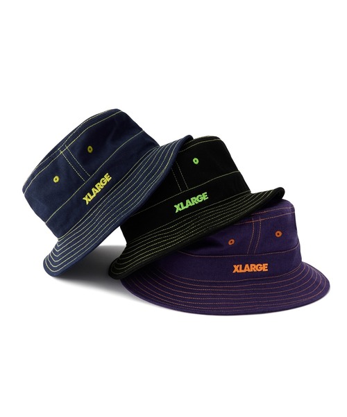 XLARGE（エクストララージ）の「CONTRAST STITCHED BUCKET HAT（ハット・メンズ・ブラック/ネイビー/パープル・L/M）」の4枚目の写真