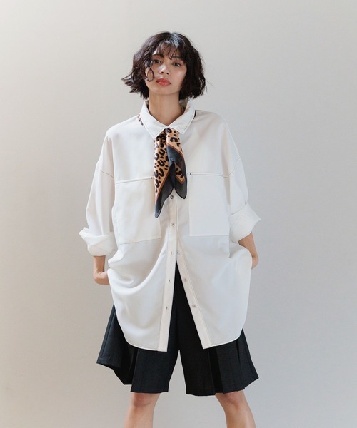 PAGEBOY（ページボーイ）の「ハイショクステッチルーズシャツ（シャツ/ブラウス・レディース・ブラック/パープル/オフホワイト・FREE）」の2枚目の写真