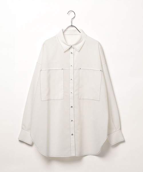 PAGEBOY（ページボーイ）の「ハイショクステッチルーズシャツ（シャツ/ブラウス・レディース・ブラック/パープル/オフホワイト・FREE）」の21枚目の写真