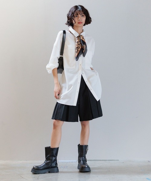 PAGEBOY（ページボーイ）の「ハイショクステッチルーズシャツ（シャツ/ブラウス・レディース・ブラック/パープル/オフホワイト・FREE）」の5枚目の写真