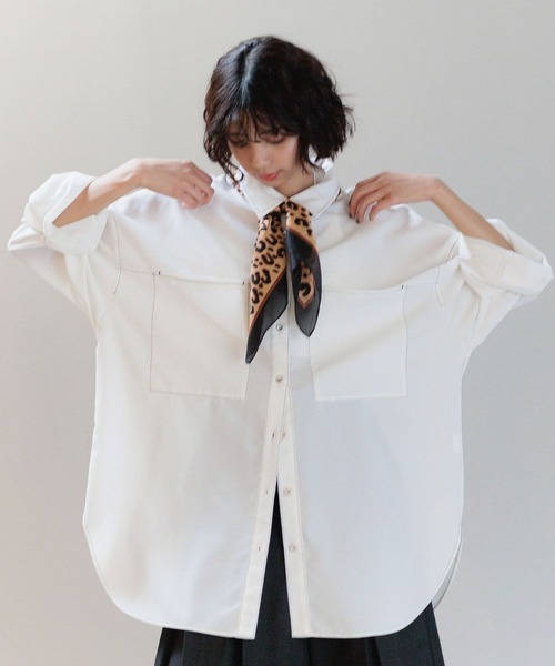 PAGEBOY（ページボーイ）の「ハイショクステッチルーズシャツ（シャツ/ブラウス・レディース・ブラック/パープル/オフホワイト・FREE）」の6枚目の写真