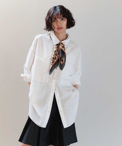 PAGEBOY（ページボーイ）の「ハイショクステッチルーズシャツ（シャツ/ブラウス・レディース・ブラック/パープル/オフホワイト・FREE）」の8枚目の写真