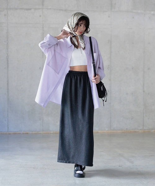 PAGEBOY（ページボーイ）の「ハイショクステッチルーズシャツ（シャツ/ブラウス・レディース・ブラック/パープル/オフホワイト・FREE）」の15枚目の写真