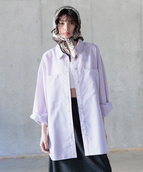 PAGEBOY（ページボーイ）の「ハイショクステッチルーズシャツ（シャツ/ブラウス・レディース・ブラック/パープル/オフホワイト・FREE）」の16枚目の写真