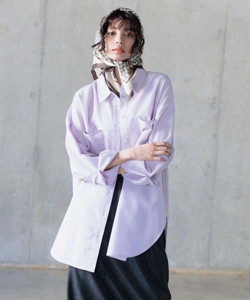 PAGEBOY（ページボーイ）の「ハイショクステッチルーズシャツ（シャツ/ブラウス・レディース・ブラック/パープル/オフホワイト・FREE）」の17枚目の写真