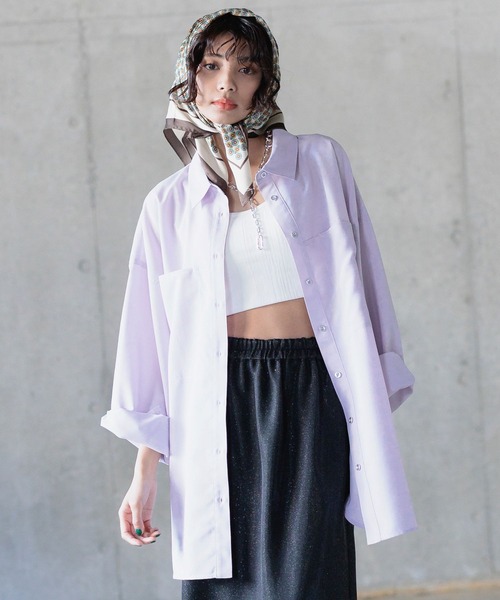 PAGEBOY（ページボーイ）の「ハイショクステッチルーズシャツ（シャツ/ブラウス・レディース・ブラック/パープル/オフホワイト・FREE）」の19枚目の写真