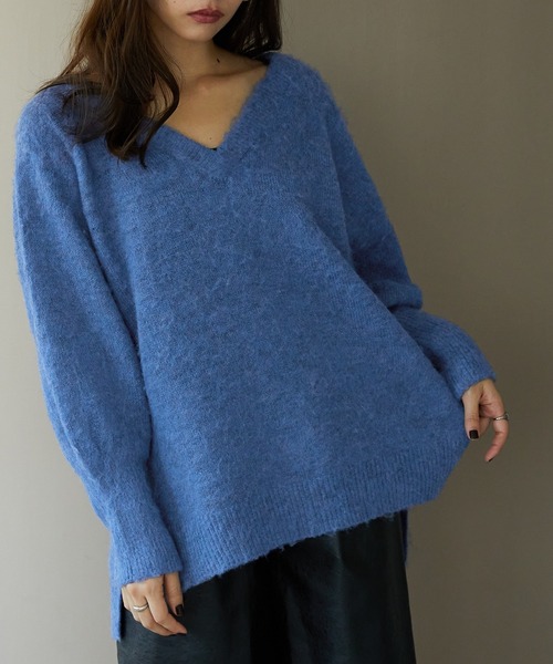 MISCH MASCH(ミッシュマッシュ)の「メランジVネックニットプルオーバー MO33N06(ニット/セーター・レディース・アイボリー/ブルー/グリーン/パープル・フリ-)」の3枚目の写真