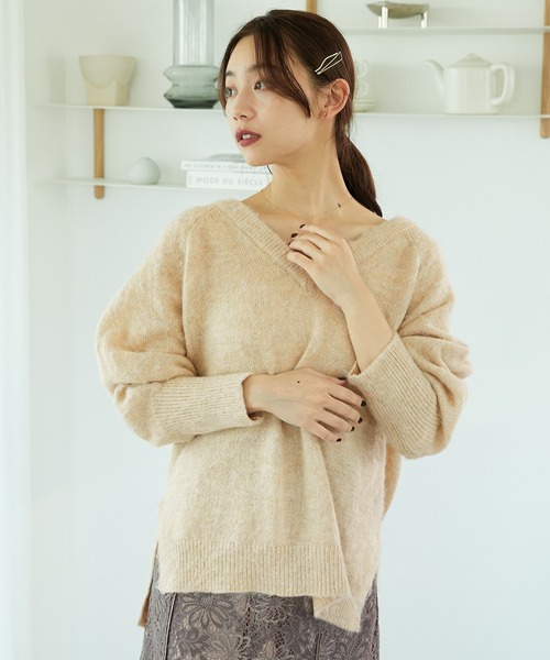 MISCH MASCH(ミッシュマッシュ)の「メランジVネックニットプルオーバー MO33N06(ニット/セーター・レディース・アイボリー/ブルー/グリーン/パープル・フリ-)」の16枚目の写真