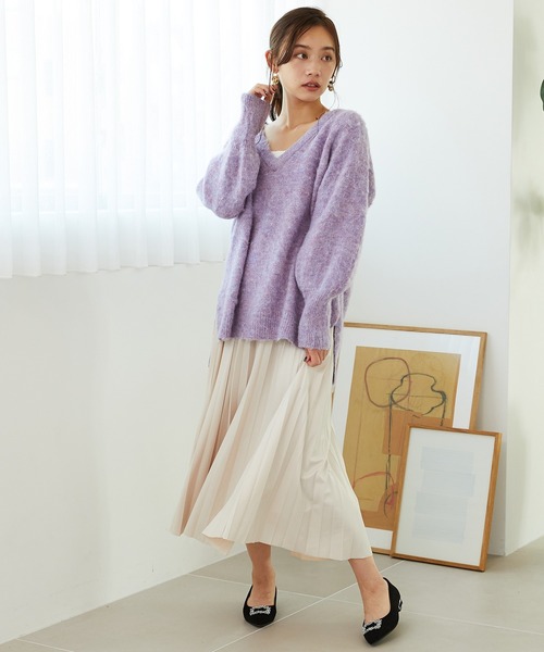 MISCH MASCH(ミッシュマッシュ)の「メランジVネックニットプルオーバー MO33N06(ニット/セーター・レディース・アイボリー/ブルー/グリーン/パープル・フリ-)」の9枚目の写真