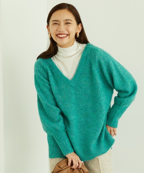 MISCH MASCH(ミッシュマッシュ)の「メランジVネックニットプルオーバー MO33N06(ニット/セーター・レディース・アイボリー/ブルー/グリーン/パープル・フリ-)」の7枚目の写真