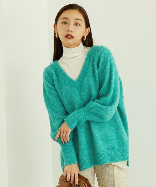 MISCH MASCH(ミッシュマッシュ)の「メランジVネックニットプルオーバー MO33N06(ニット/セーター・レディース・アイボリー/ブルー/グリーン/パープル・フリ-)」の12枚目の写真